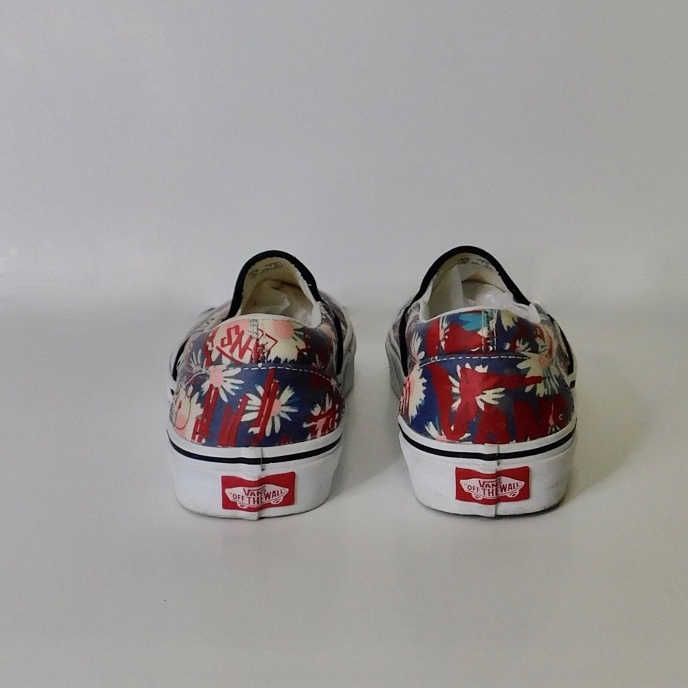 Vans Women's Floral Slip-On Shoes - Red and Blue - Picture 7 of 12